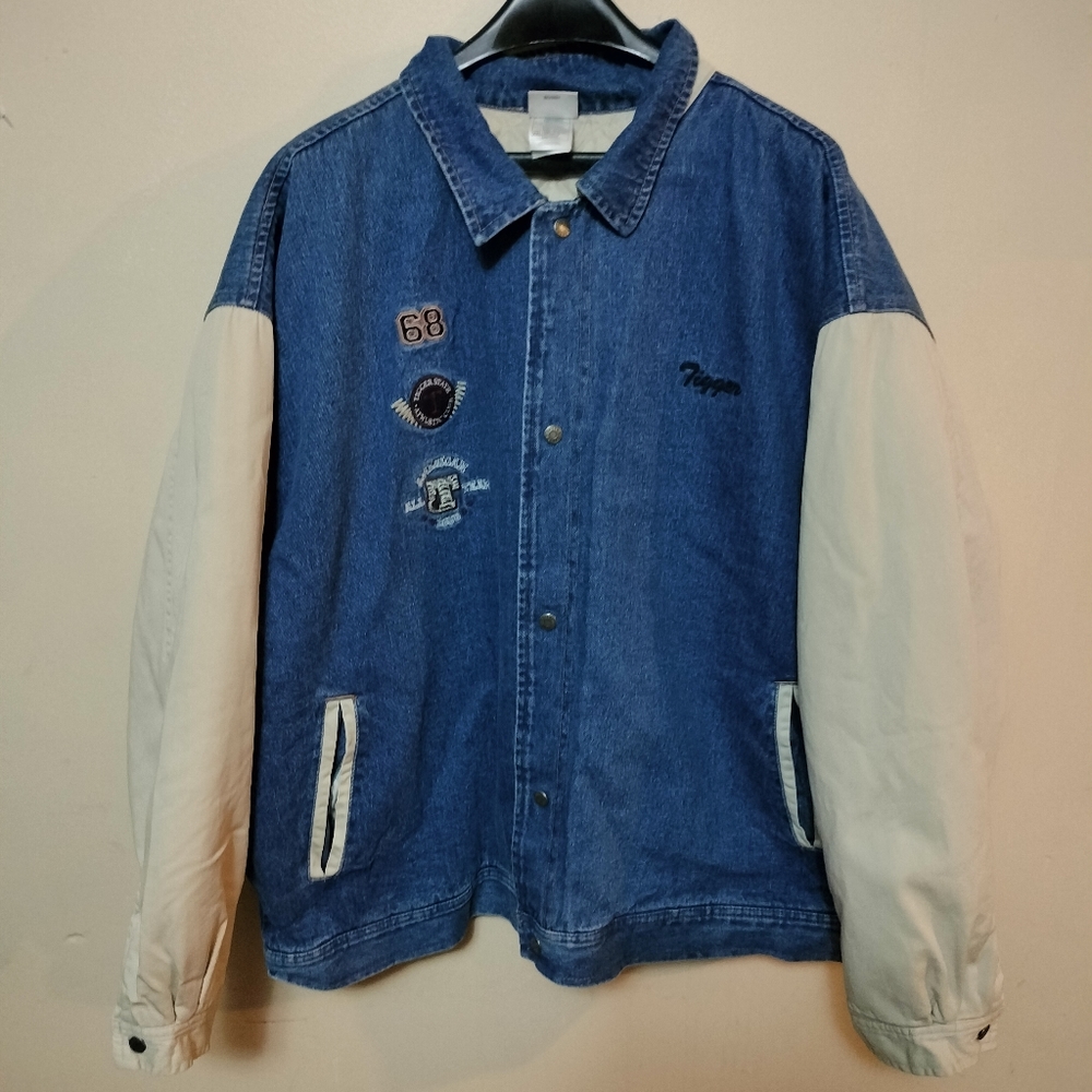 Vintage Disney Store Denim Jacket Adult Size 2xl Blue Jean Varsity Tigger